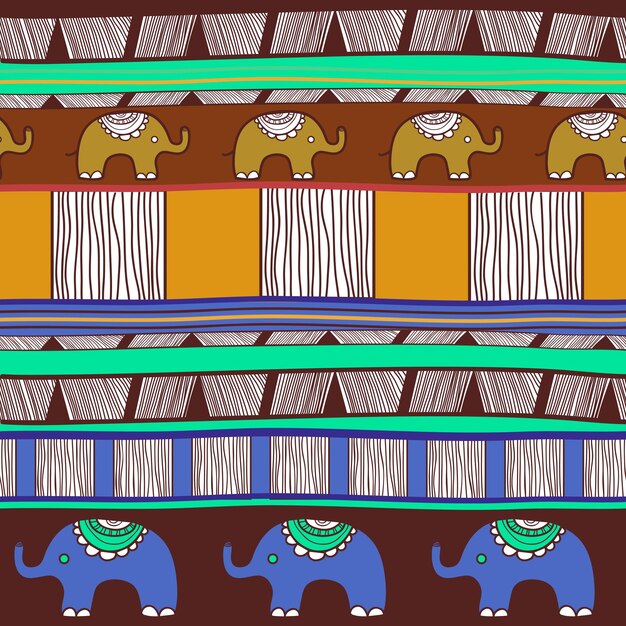 Sfondo vettoriale senza cuciture con elefanti