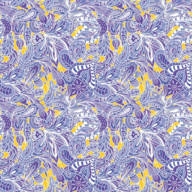 seamless vector background with indian and persian ethnic paisley floral ornaments