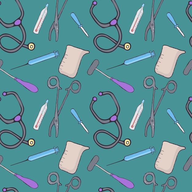 Seamless vector background with medical equipment