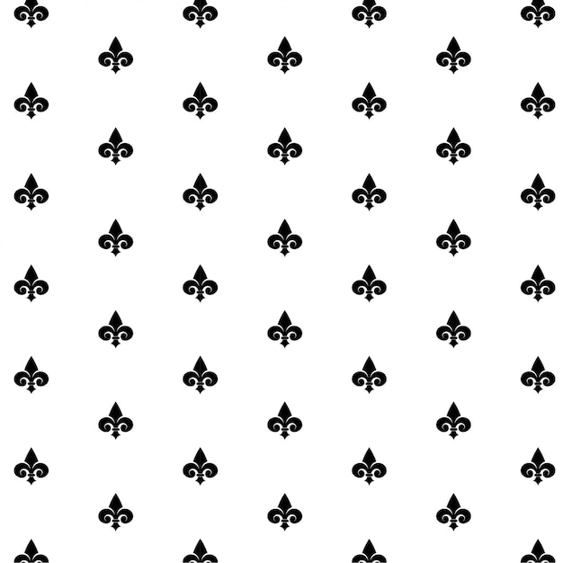 Seamless vector black pattern with fleur-de-lis on white