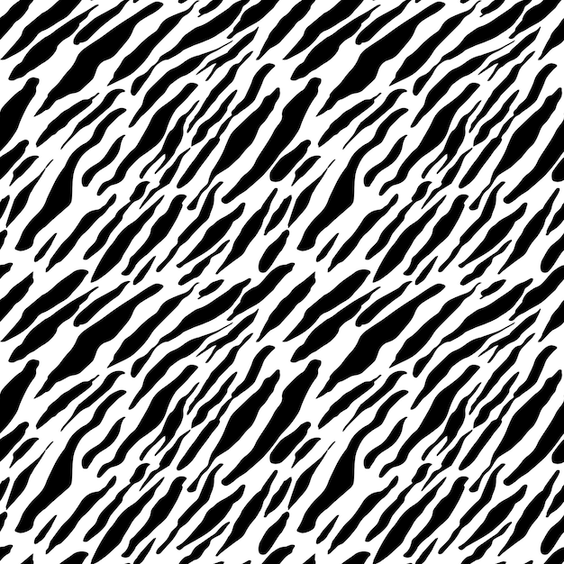 Бесшовный векторный черно-белый рисунок меха зебры стильный отпечаток дикой зебры