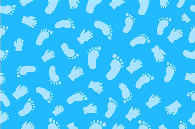 Вектор Бесшовный векторный синий фон baby hand and foot print