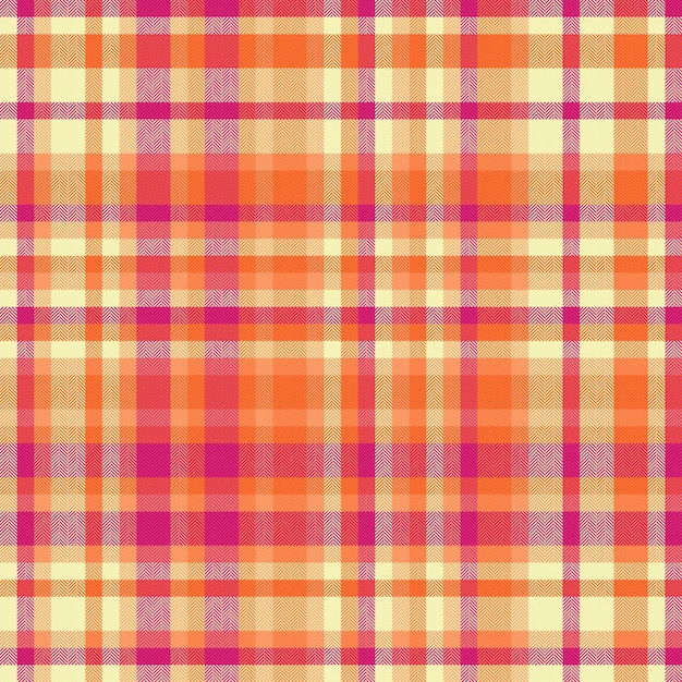 Seamless vector check of plaid pattern tartan with a background fabric textile texture in light and orange colors