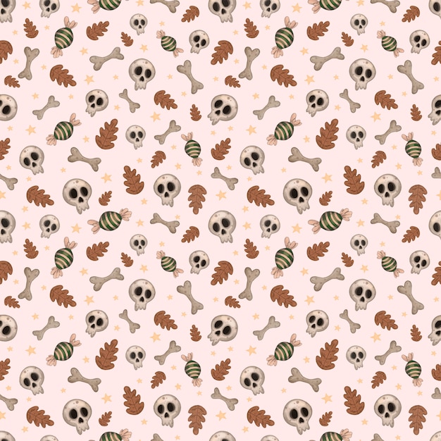 Seamless vector halloween pattern with candy