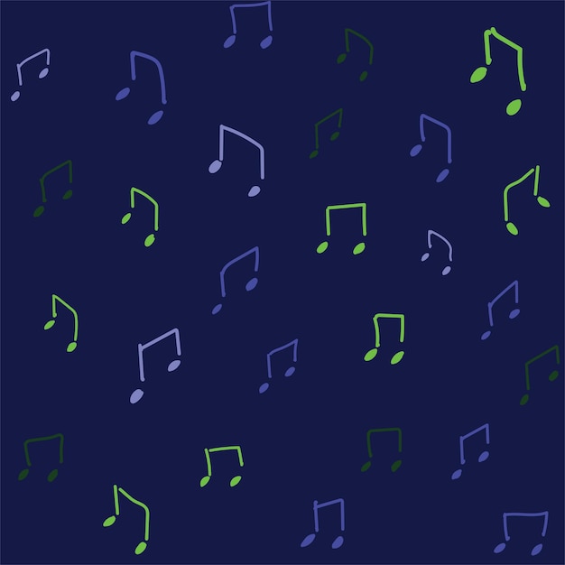 Vector seamless vector hand drawn music note background seamless blue pattern