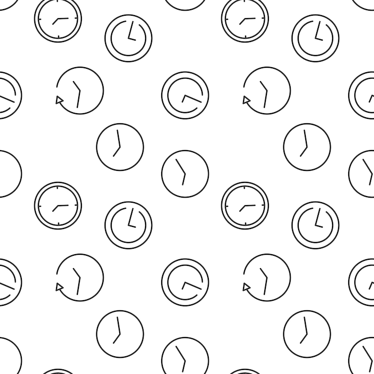 Vector seamless vector monochrome pattern of various clocks for covers shops wrappers sites apps