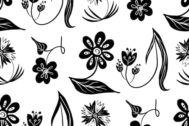 Seamless vector pattern abstract flowers