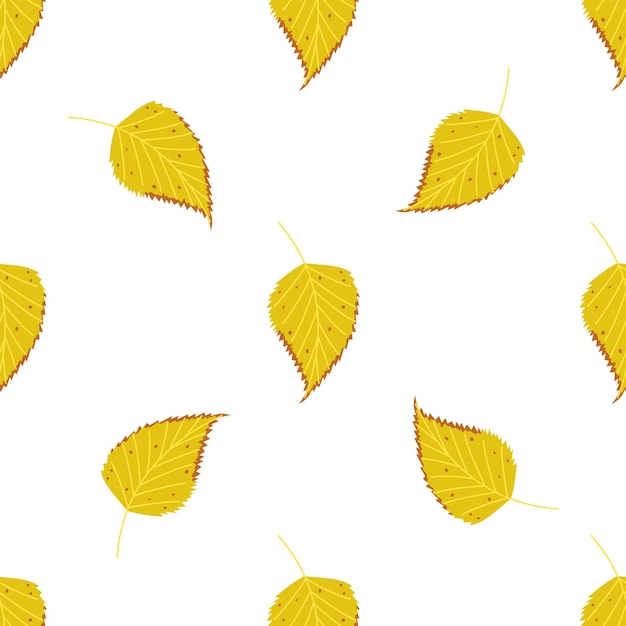 Seamless vector pattern of autumn birch leaves