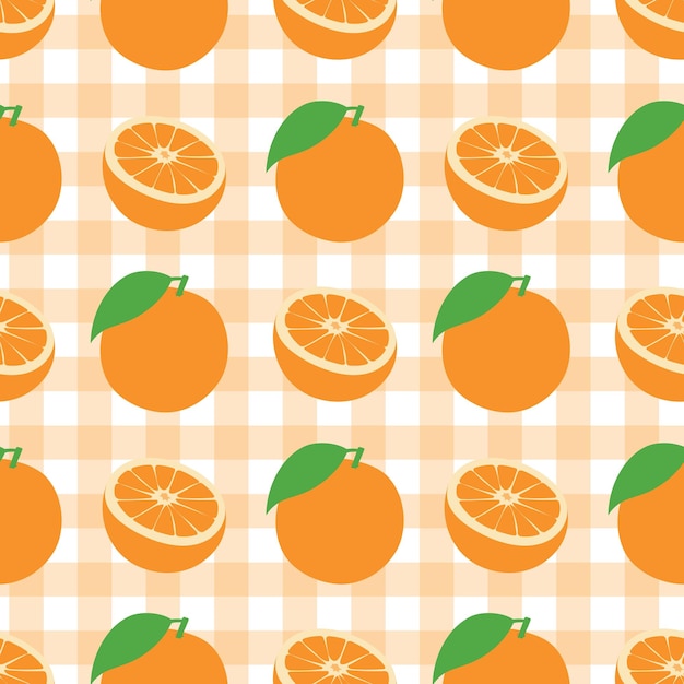 Seamless vector pattern background of oranges made of simple illustrations