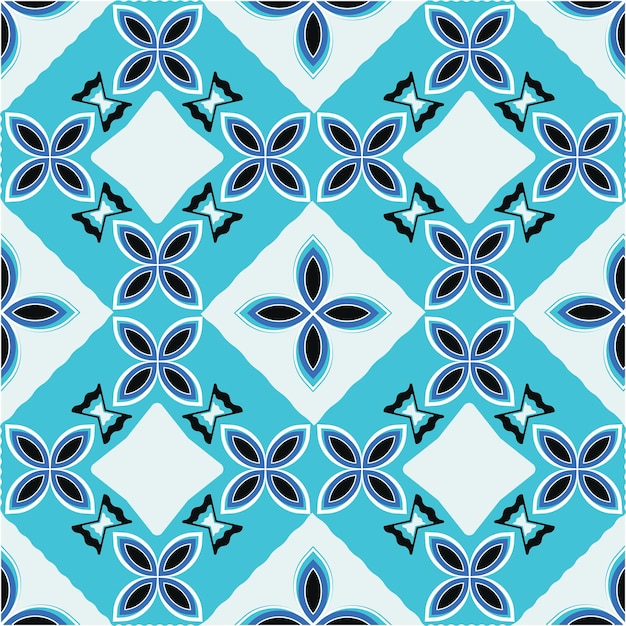 섬유 스크랩북 포장에 적합한 파란색과 흰색 꽃잎 모양의 원활한 벡터 패턴