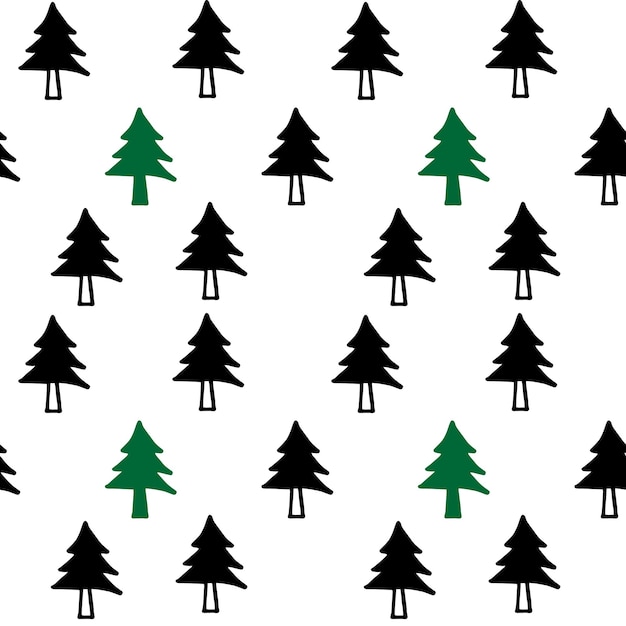 Seamless vector pattern of a Christmas tree background Doodle