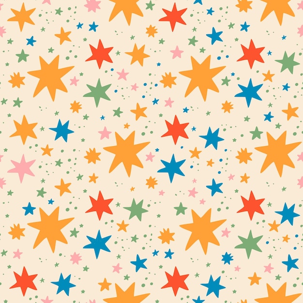 Seamless vector pattern in the form of stars Freehand drawing style Vector seamless pattern