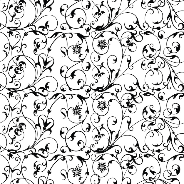 Seamless vector pattern from floral vintage elements