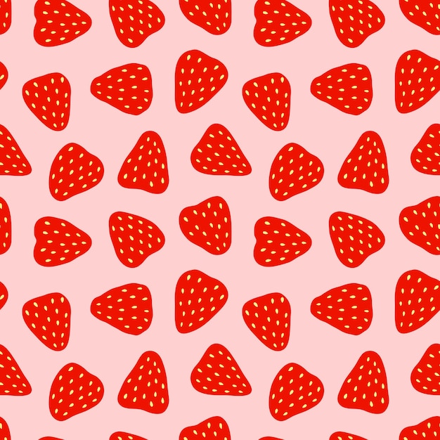 Vector seamless vector pattern from strawberries on a pink background