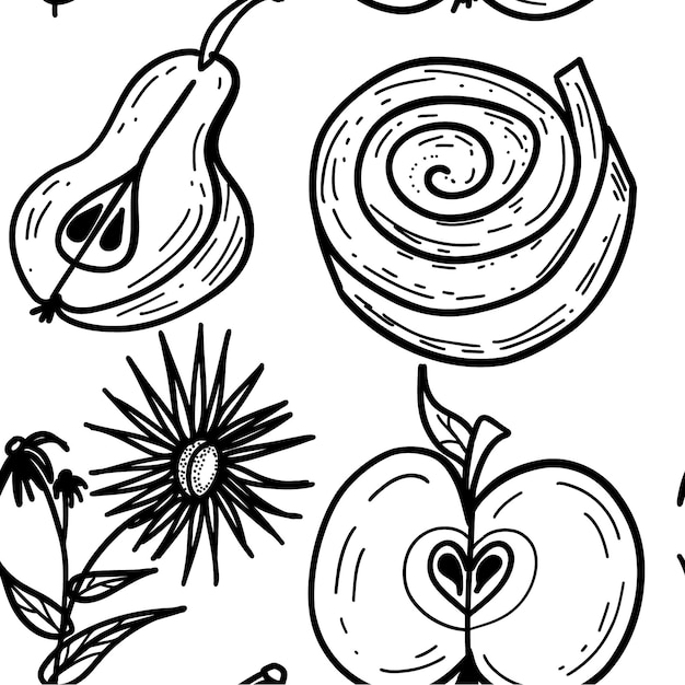 seamless vector pattern of fruits and asters