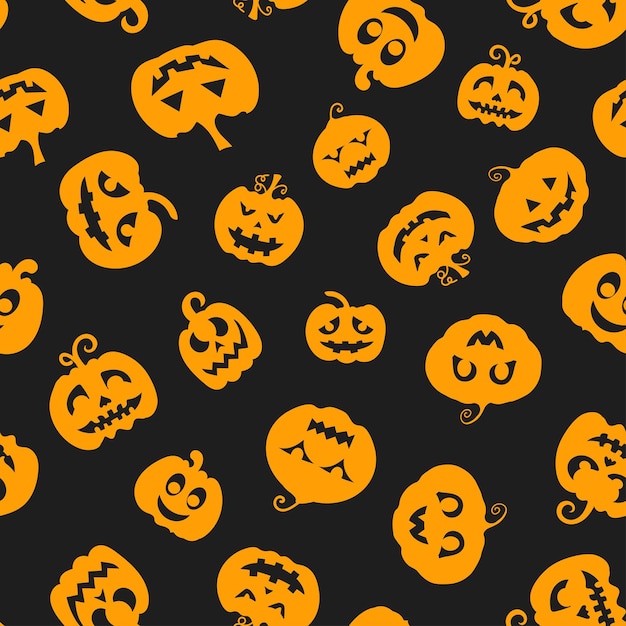 Seamless vector pattern for halloween design. halloween symbols pumpkin in cartoon style