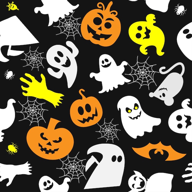 Seamless vector pattern for halloween design halloween symbols pumpkin ghost spider