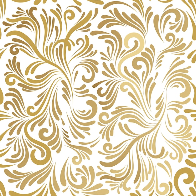 Seamless vector pattern. Illustration of abstract ornament, gold foil printing on a white background.