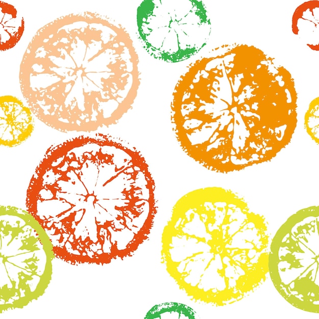 レモンのシームレスなベクトル パターン オレンジ ライムみかんビタミン気分の孤立した要素