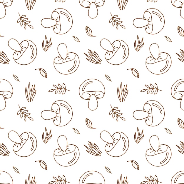 Seamless vector pattern mushrooms in doodle style