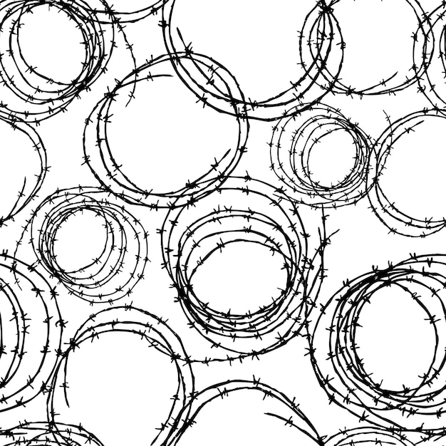 Вектор Бесшовный векторный рисунок моток колючей проволоки для бумажных обоев