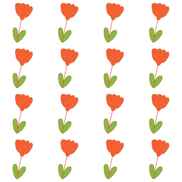 빨간 양식된 꽃의 원활한 벡터 패턴