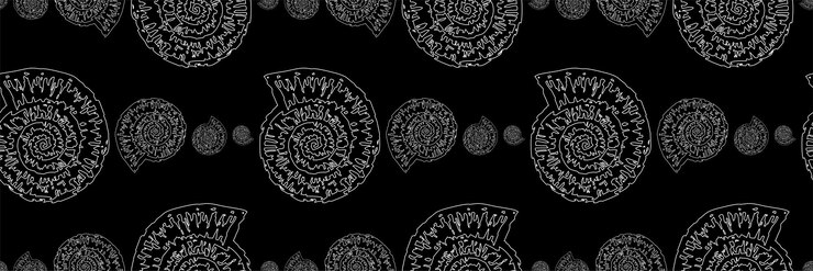 Vector seamless vector pattern of outlines abstract decorative fossil mollusk background for textilepaper