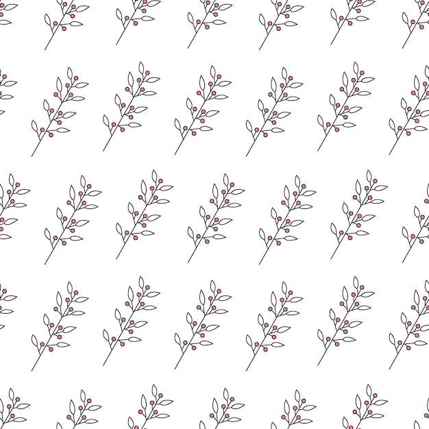 Seamless vector pattern of plants flowers On a white background