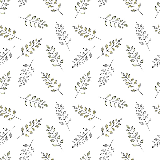 Seamless vector pattern of plants flowers On a white background