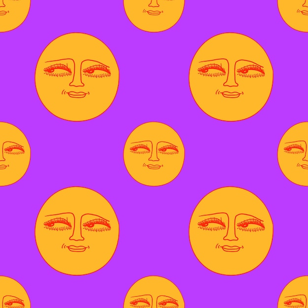 Vector seamless vector pattern - psychedelic 1970 smiley with good vibes