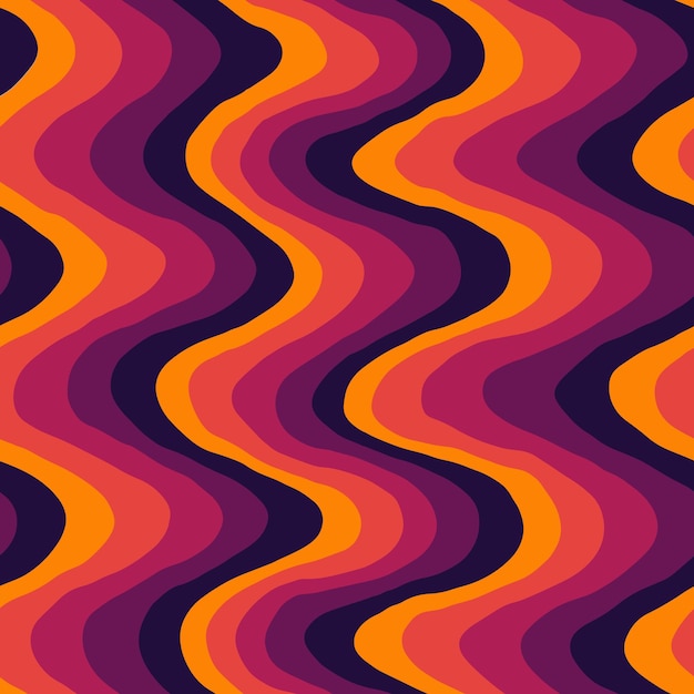 Seamless vector pattern retro colored vertical wavy lines orange purple red Textile scrapbook