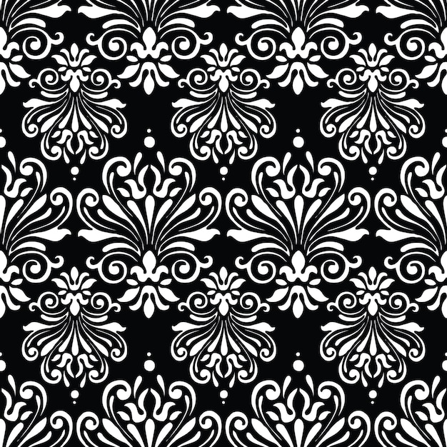 Vector seamless vector pattern of silhouettes decorative floral elements