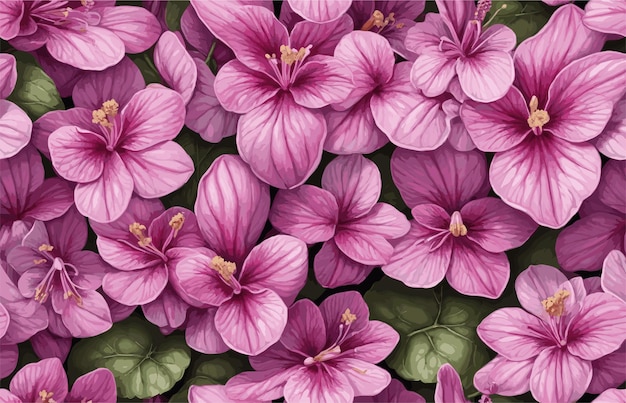 Seamless vector pattern of style pink flowers