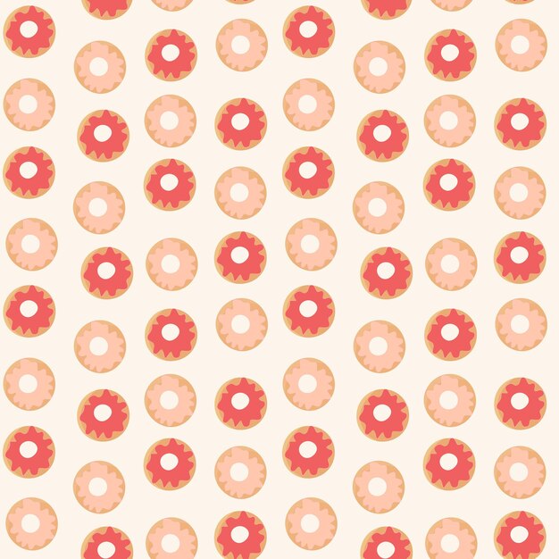 착빙 및 과자 달콤한 도넛의 원활한 벡터 패턴입니다. 부드러운 배경에 그림