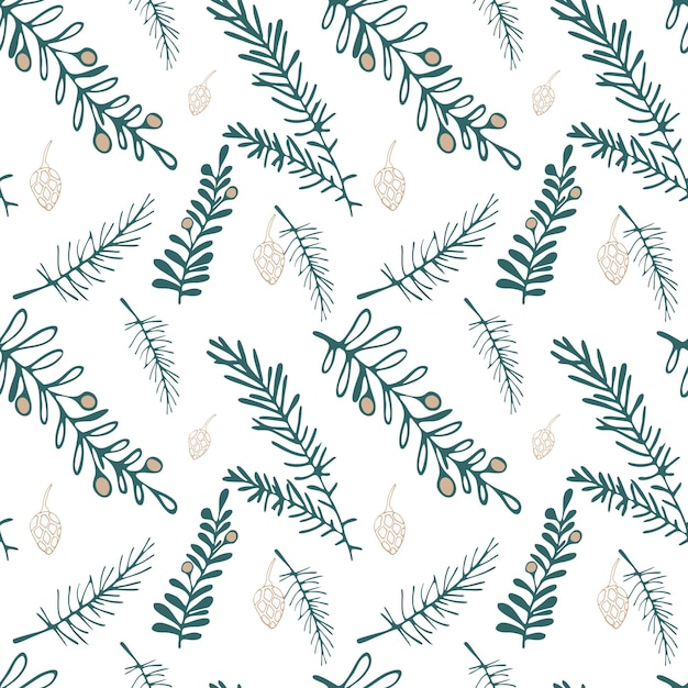 seamless vector pattern of twigs, leaves, berries, can be used for wrapping paper, notepad, notebook