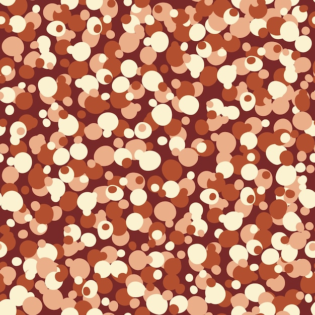 Seamless vector pattern wit white beige and brown overlapping circles and dots textile scrapbook