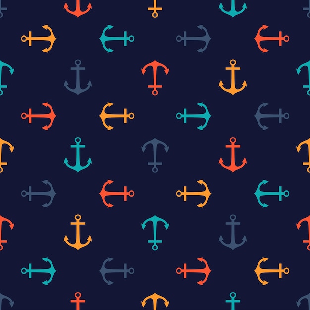 Seamless vector pattern with anchors Background in marine style Vector illustration