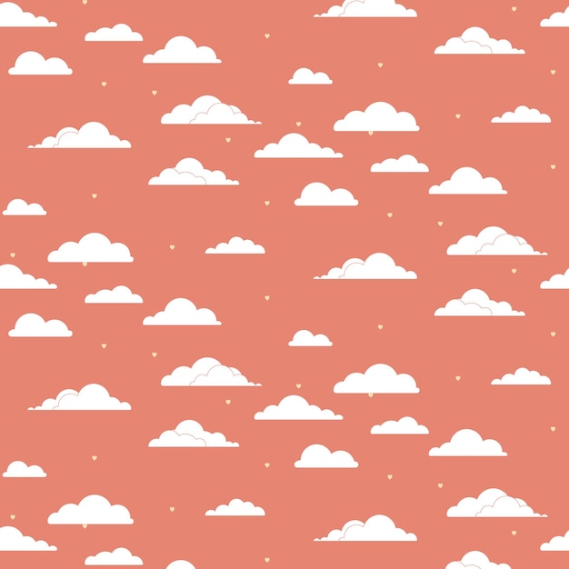 Vector seamless vector pattern with clouds  pattern with pink clouds