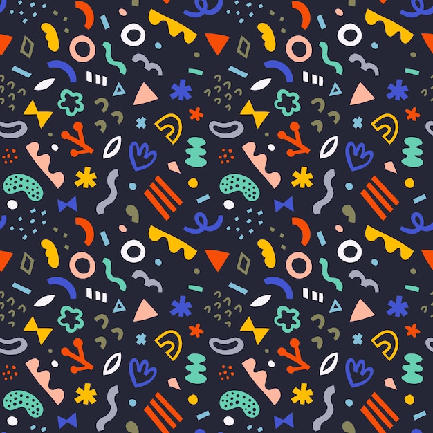 Seamless vector pattern with colorful doodles