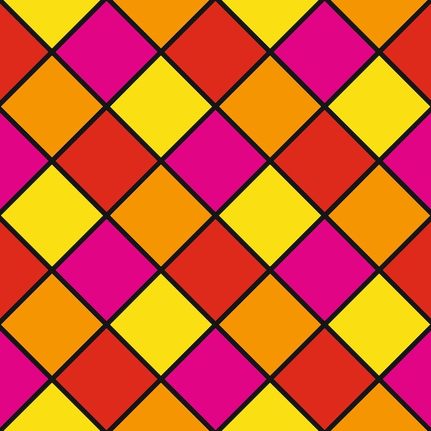 Seamless vector pattern with colorful squares with black background