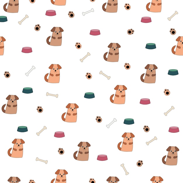 Vector seamless vector pattern with cute dog pets