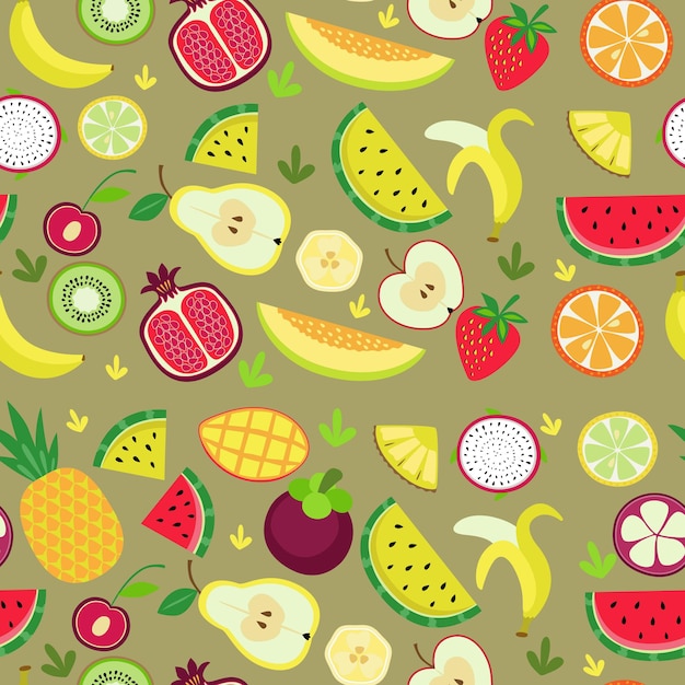 seamless vector pattern with different fruits
