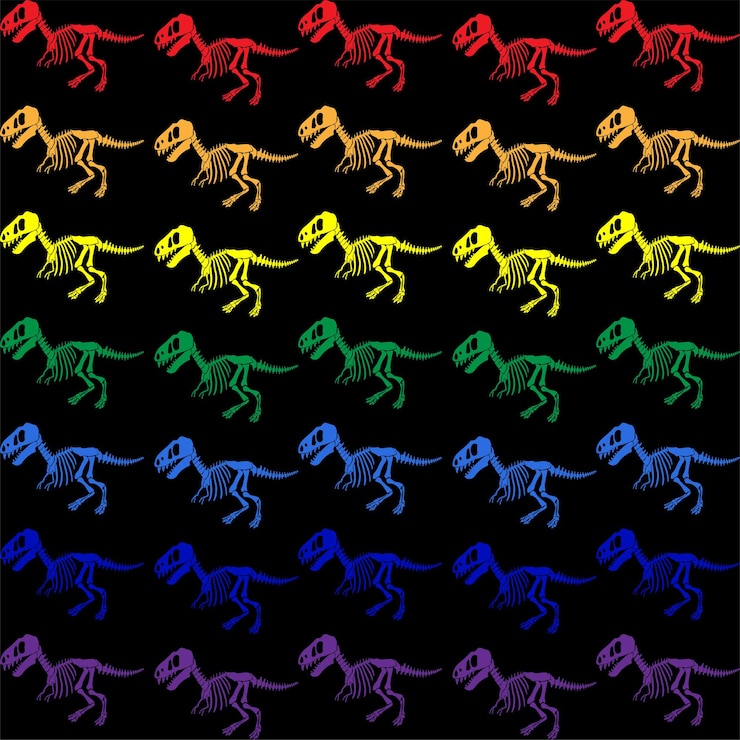 Vector seamless vector pattern with dinosaur skeleton