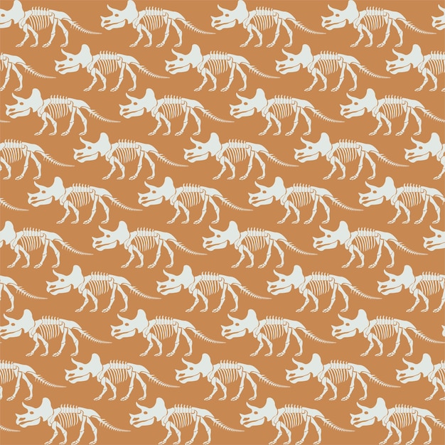 Seamless vector pattern with dinosaur skeleton