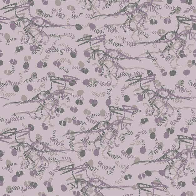 Беспрерывный векторный рисунок с скелетом динозавра