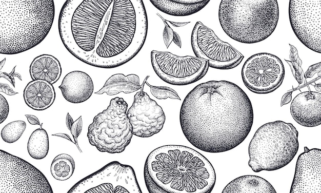 Seamless Vector Pattern with Exotic Fruits