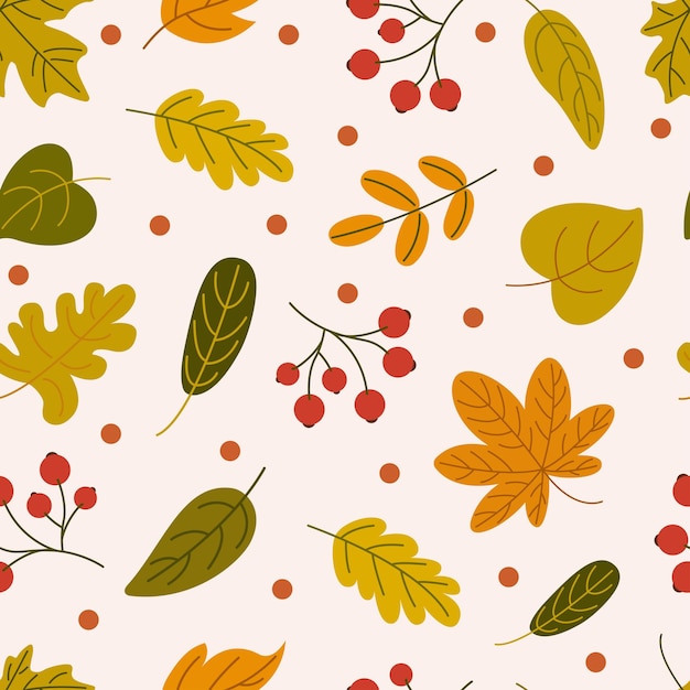 Seamless vector pattern with falling leaves