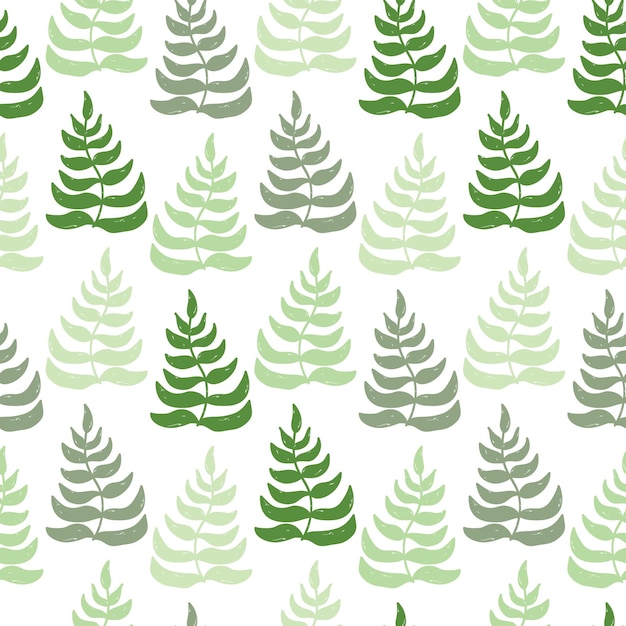 Seamless vector pattern with floral elements Hand drawn natural ornament with green hand drawn ferns Perfect for greetings invitations manufacture wrapping paper textile web design