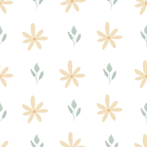 Seamless vector pattern with flowers Graphics flowers and leaves pattern vector Minimalistic