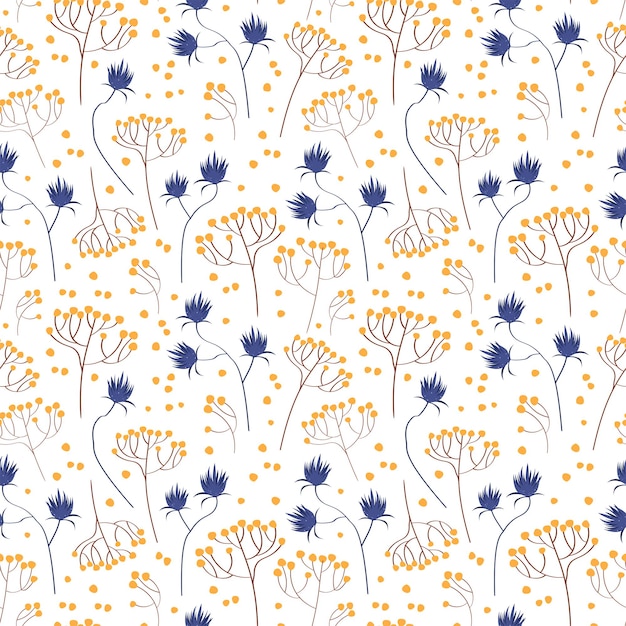 Seamless vector pattern with flowers and leaves